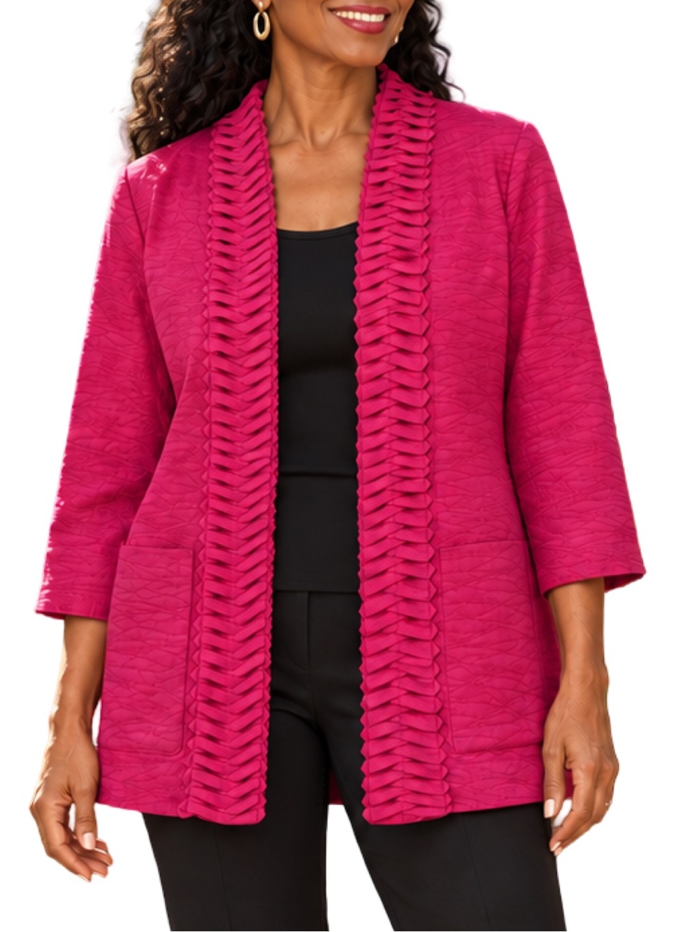 Chico’s Origami Sanja Blazer NWT Magenta 3/4 Sleeve 1 Medium Office Layering NWT